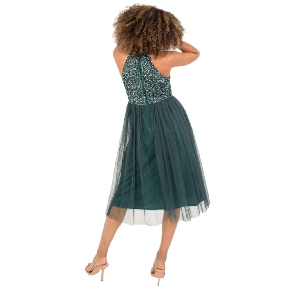 Maya Deluxe Womens/Ladies Sequin Midi Dress / Emerald